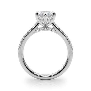Hidden Halo Marquise Engagement Ring – Marquise Lab Diamond Engagement Ring in 18K Gold | Just Brilliant – detail view