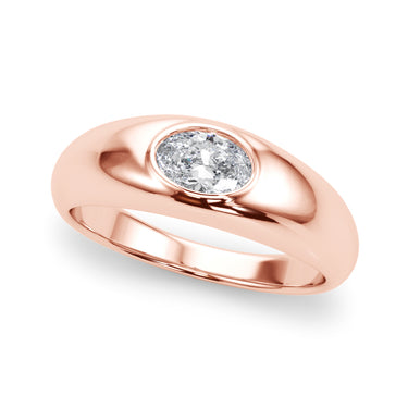 Domed Bezel Set Oval Engagement Ring – Oval Lab Diamond Engagement Ring in 18K Gold | Just Brilliant – view 10