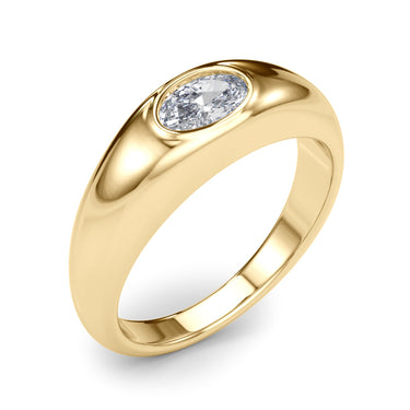 Domed Bezel Set Oval Engagement Ring – Oval Lab Diamond Engagement Ring in 18K Gold | Just Brilliant – view 9