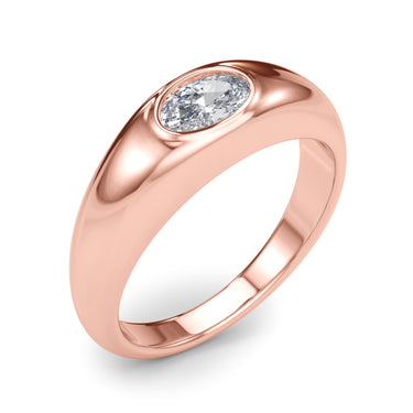 Domed Bezel Set Oval Engagement Ring – Oval Lab Diamond Engagement Ring in 18K Gold | Just Brilliant – view 13