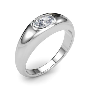 Domed Bezel Set Oval Engagement Ring – Oval Lab Diamond Engagement Ring in 18K Gold | Just Brilliant – lifestyle view