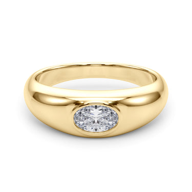 Domed Bezel Set Oval Engagement Ring – Oval Lab Diamond Engagement Ring in 18K Gold | Just Brilliant – view 8
