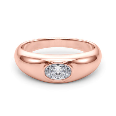 Domed Bezel Set Oval Engagement Ring – Oval Lab Diamond Engagement Ring in 18K Gold | Just Brilliant – view 12