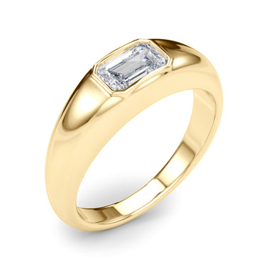 Modern Emerald Cut Bezel Set Engagement Ring – Emerald Cut Emerald Engagement Ring in 18K Gold | Just Brilliant – view 9