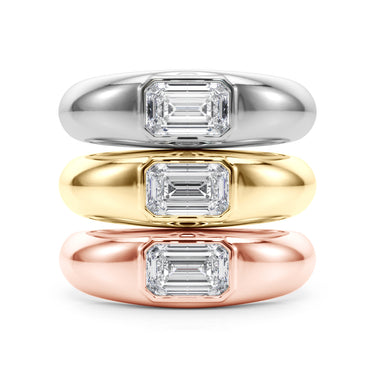 Modern Emerald Cut Bezel Set Engagement Ring – Emerald Cut Emerald Engagement Ring in 18K Gold | Just Brilliant – side view