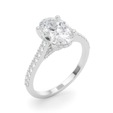 Accented Trellis Oval Engagement Ring – Oval Lab Diamond Engagement Ring in 18K Gold | Just Brilliant – lifestyle view