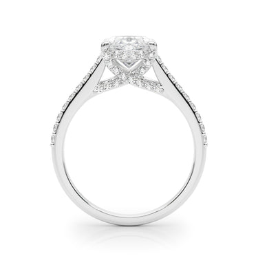 Accented Trellis Oval Engagement Ring – Oval Lab Diamond Engagement Ring in 18K Gold | Just Brilliant – detail view