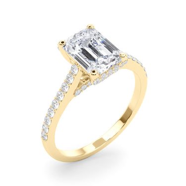 Accented Trellis Emerald Cut Engagement Ring – Emerald Cut Emerald Engagement Ring in 18K Gold | Just Brilliant – view 9