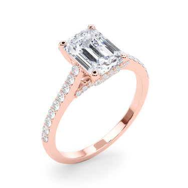 Accented Trellis Emerald Cut Engagement Ring – Emerald Cut Emerald Engagement Ring in 18K Gold | Just Brilliant – view 13