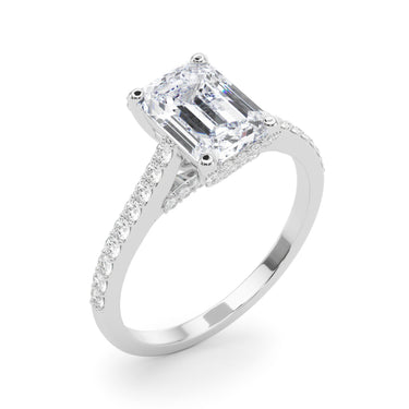 Accented Trellis Emerald Cut Engagement Ring – Emerald Cut Emerald Engagement Ring in 18K Gold | Just Brilliant – lifestyl...