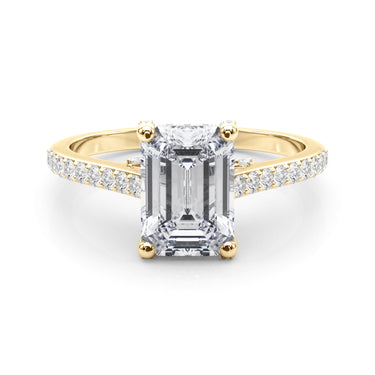 Accented Trellis Emerald Cut Engagement Ring – Emerald Cut Emerald Engagement Ring in 18K Gold | Just Brilliant – view 8