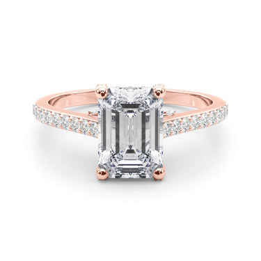 Accented Trellis Emerald Cut Engagement Ring – Emerald Cut Emerald Engagement Ring in 18K Gold | Just Brilliant – view 12