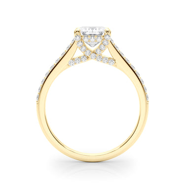 Accented Trellis Emerald Cut Engagement Ring – Emerald Cut Emerald Engagement Ring in 18K Gold | Just Brilliant – view 7