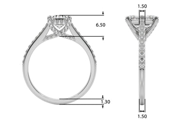 Accented Trellis Emerald Cut Engagement Ring – Emerald Cut Emerald Engagement Ring in 18K Gold | Just Brilliant – side view