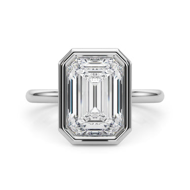 Solitaire Bezel Set Engagement Ring – Lab Diamond Engagement Ring in 18K Gold | Just Brilliant – close-up view
