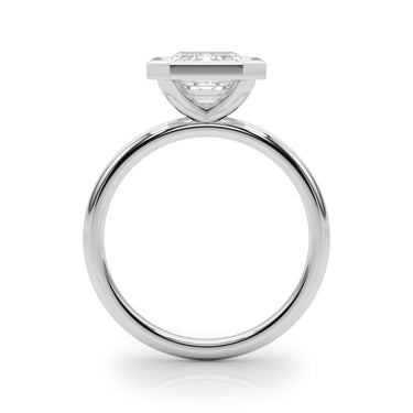 Solitaire Bezel Set Engagement Ring – Lab Diamond Engagement Ring in 18K Gold | Just Brilliant – detail view