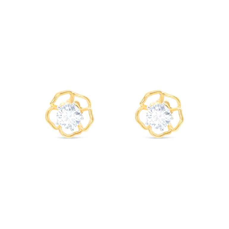 Gardenia Glow Earrings by Just Brilliant – 2ct lab diamond floral earrings in 18K white gold