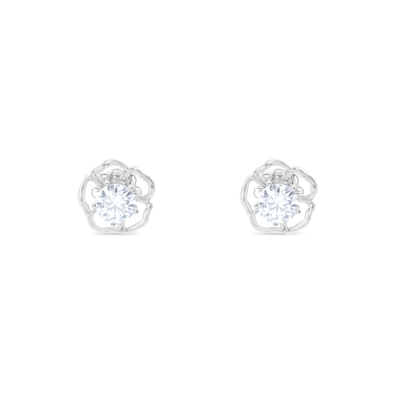 Gardenia Glow Earrings by Just Brilliant – 1ct lab diamond rose-shaped earrings in 18K yellow gold