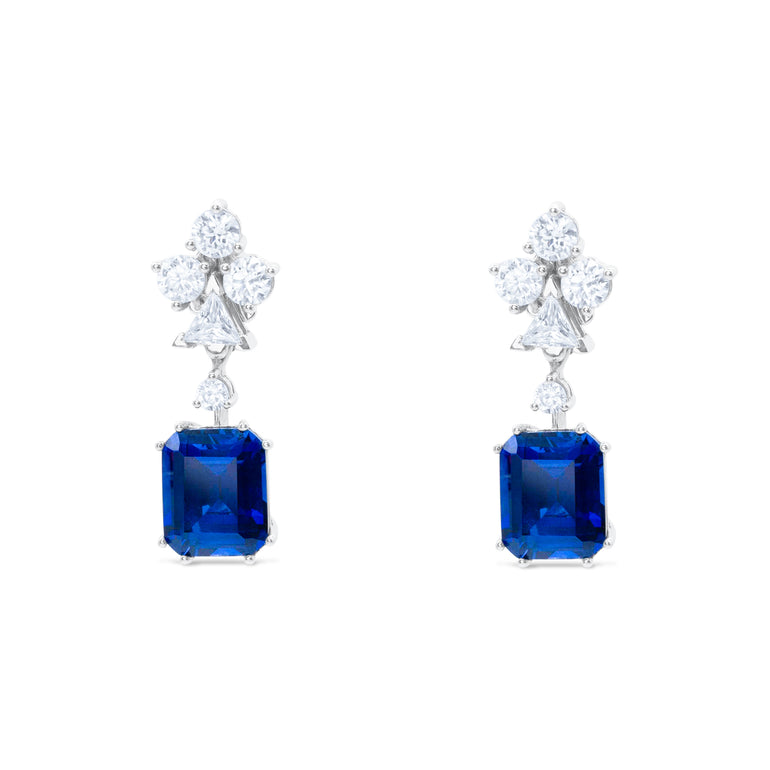 Sapphire Flush Earrings by Just Brilliant – sapphire and lab diamond earrings, Monte Carlo Collection