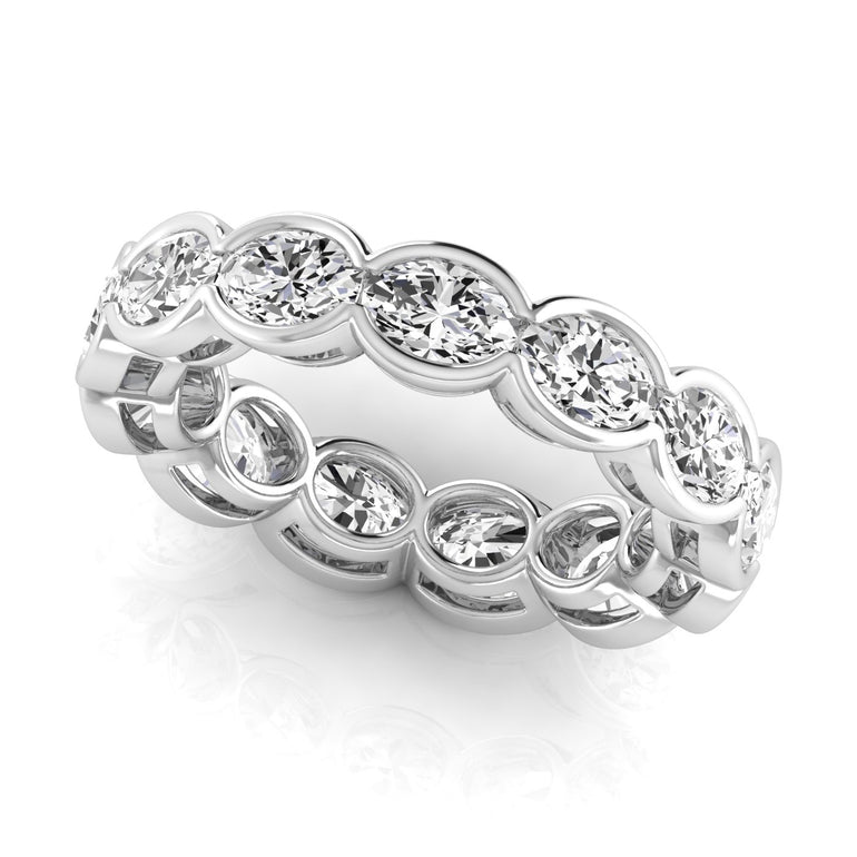 Diamond Emerald Cut Eternity Band – Emerald Cut Emerald & Lab Diamond Eternity Band in 18K Gold | Just Brilliant