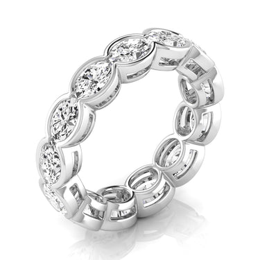 Diamond Emerald Cut Eternity Band – Emerald Cut Emerald & Lab Diamond Eternity Band in 18K Gold | Just Brilliant – close-u...