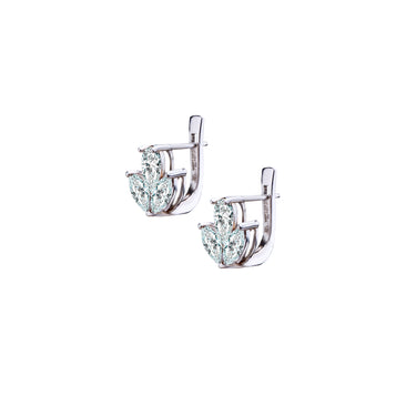 Layali Earrings by Just Brilliant – 5.8ct lab diamond and Akoya pearl chandelier earrings in 18K white gold – detail view