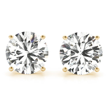 Round 4-Prong Solitaire Studs – Round Lab Diamond Stud Earrings in 18K Gold | Just Brilliant – angle view
