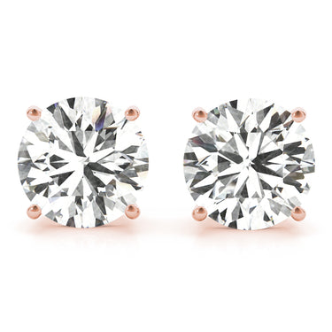 Round 4-Prong Solitaire Studs – Round Lab Diamond Stud Earrings in 18K Gold | Just Brilliant – view 11