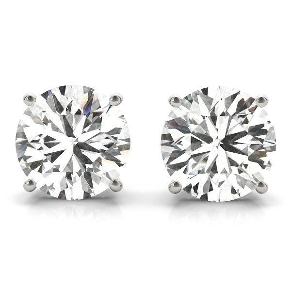 Round 4-Prong Solitaire Studs – Radiant Lab Diamond Stud Earrings in 18K Gold | Just Brilliant