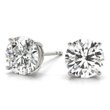 Round 4-Prong Solitaire Studs – Round Lab Diamond Stud Earrings in 18K Gold | Just Brilliant – close-up view