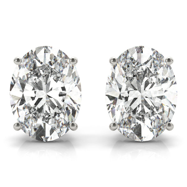 Oval Solitaire Basket Studs – Oval Lab Diamond Stud Earrings in 18K Gold | Just Brilliant