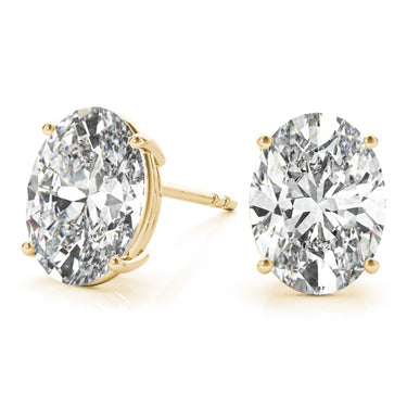 Oval Solitaire Basket Studs – Oval Lab Diamond Stud Earrings in 18K Gold | Just Brilliant – view 8