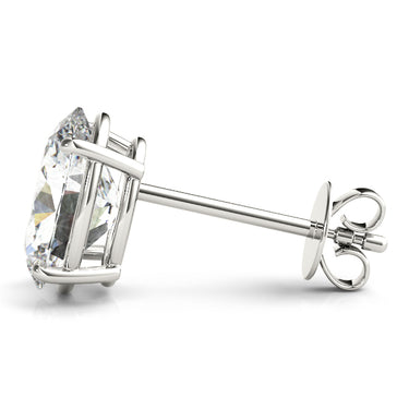 Oval Solitaire Basket Studs – Oval Lab Diamond Stud Earrings in 18K Gold | Just Brilliant – detail view