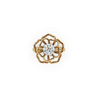 Golden Bloom Ring by Just Brilliant – 1ct lab diamond floral ring in 18K yellow gold – detail view