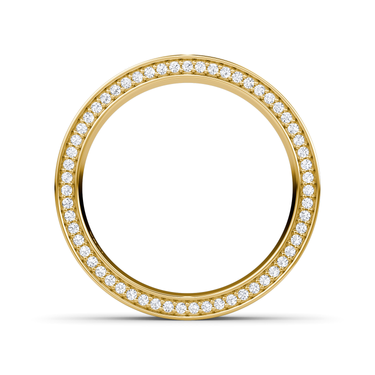 Just Brilliant pavé border band, 18K Yellow Gold, profile view