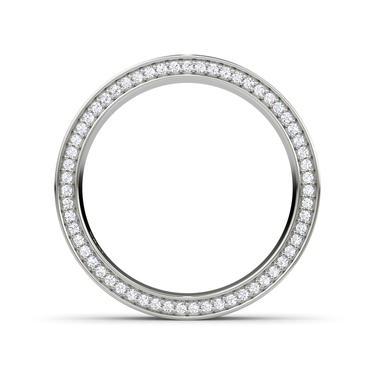 Just Brilliant pavé border band, 18K White Gold, profile view