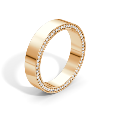 Just Brilliant pavé border band, 18K Rose Gold, upright view
