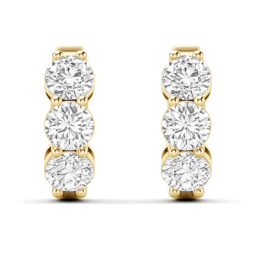 Lgd 3-Stone Huggie Earrings – Lab Diamond Earrings in 18K Gold | Just Brilliant – view 9