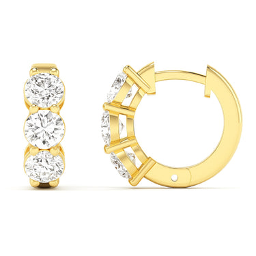 Lgd 3-Stone Huggie Earrings – Lab Diamond Earrings in 18K Gold | Just Brilliant – view 10