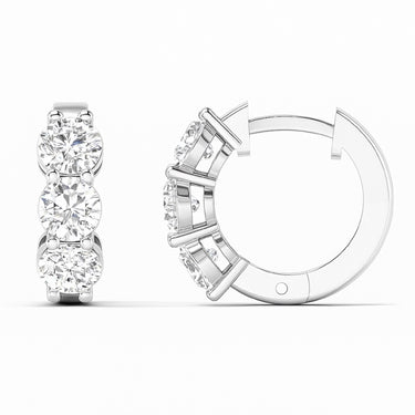 Lgd 3-Stone Huggie Earrings – Lab Diamond Earrings in 18K Gold | Just Brilliant – side view