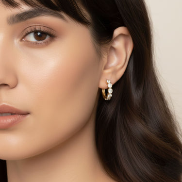 Lgd 5-Stone Hoop Earrings – Lab Diamond Hoop Earrings in 18K Gold | Just Brilliant – view 8