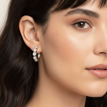 Lgd 5-Stone Hoop Earrings – Lab Diamond Hoop Earrings in 18K Gold | Just Brilliant – detail view