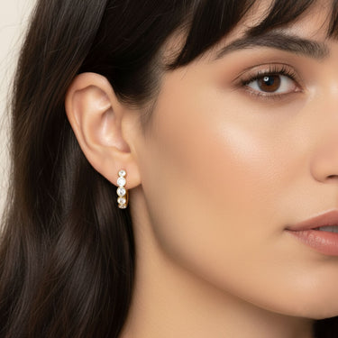 Lgd 5-Stone Hoop Earrings – Lab Diamond Hoop Earrings in 18K Gold | Just Brilliant – view 11