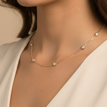Lgd Stationary Necklace – Lab Diamond Necklace in 18K Gold | Just Brilliant – view 7