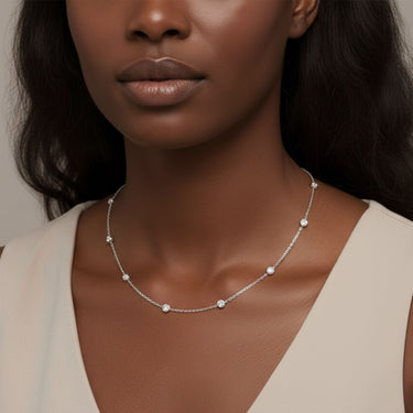 Lgd Stationary Necklace – Lab Diamond Necklace in 18K Gold | Just Brilliant – detail view