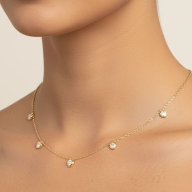 Lgd Stationary Heart Necklace – Heart-Shaped Lab Diamond Necklace in 18K Gold | Just Brilliant – angle view
