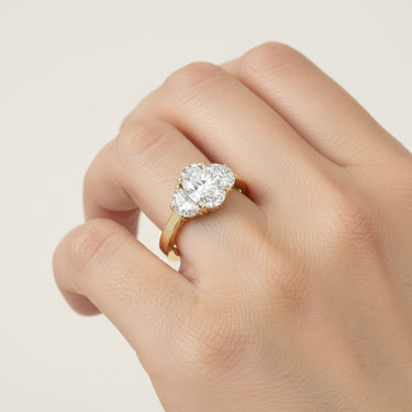 3 Stone Engagement Ring – Lab Diamond Engagement Ring in 18K Gold | Just Brilliant – angle view