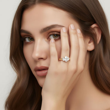 3 Stone Engagement Ring – Lab Diamond Engagement Ring in 18K Gold | Just Brilliant – view 8