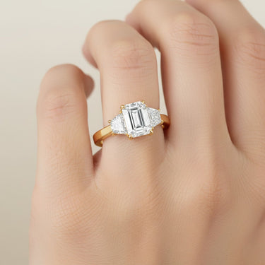 3 Stone Engagement Ring – Lab Diamond Engagement Ring in 18K Gold | Just Brilliant – side view
