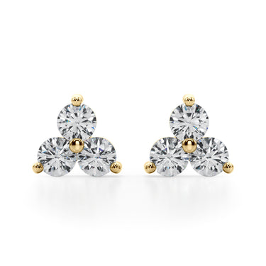 40342-1/2 Earrings 3 Stone – Lab Diamond Earrings in 18K Gold | Just Brilliant – angle view